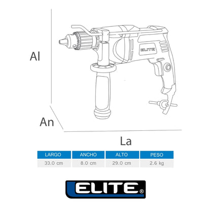 TALADRO DE ROTACION 1/2PUL 900W 110V-60HZ MANDRIL HD ELITE