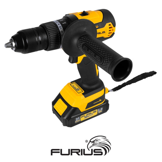 TALADRO PERCUTOR INALAMBRICO SIN ESCOBILLAS 1/2PUL, 21V, 70Nm, FURIUS