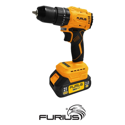 TALADRO PERCUTOR INALAMBRICO BRUSHLESS 1/2 PUL, 21V, 45Nm, FURIUS