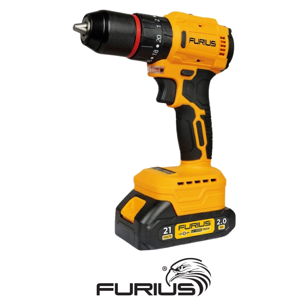 TALADRO PERCUTOR INALAMBRICO BRUSHLESS 1/2 IN INCLUYE 1 BATERIA Y CARGADOR FURIUS