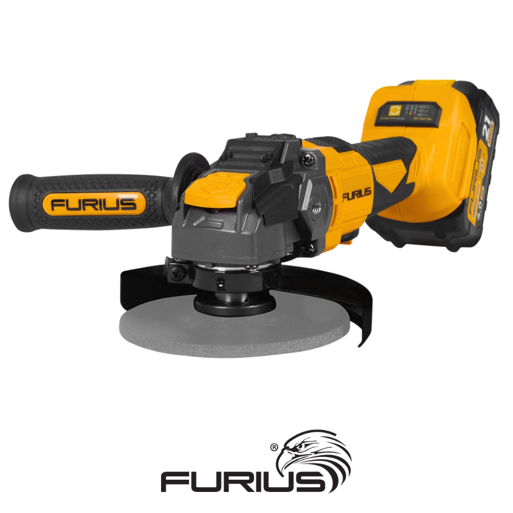 ESMERILADORA ANGULAR FURIUS 4-1/2 S/CARBONES 20V 1 BATERIA 4AH