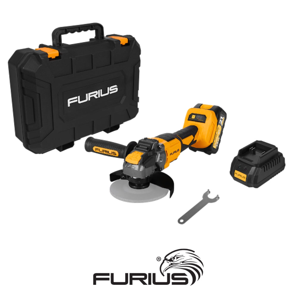 ESMERILADORA ANGULAR FURIUS 4-1/2 S/CARBONES 20V 1 BATERIA 4AH