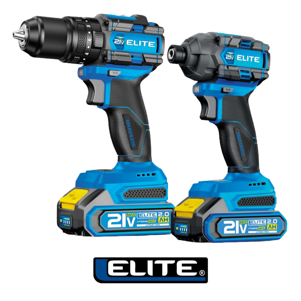 KIT 21V SIN ESCOBILLAS TALADRO PERCUTOR INALÁMBRICO 600W, 1/2 IN 30000 BPM 70Nm 2000RPM + ATORNILLADOR DE IMPACTO 480W, 1/4 IN 4500 BPM (TRES POSICIONES) 230Nm INCLUYE 2 BATERÍAS 2AH, CARGADOR