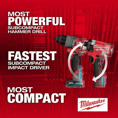 KIT  M12 FUEL TALADRO 1/2 Y ATORNILLADOR DE IMPACTO1/4 CON CARGADOR Y 2 BATERIAS MILWAUKEE 3497-22