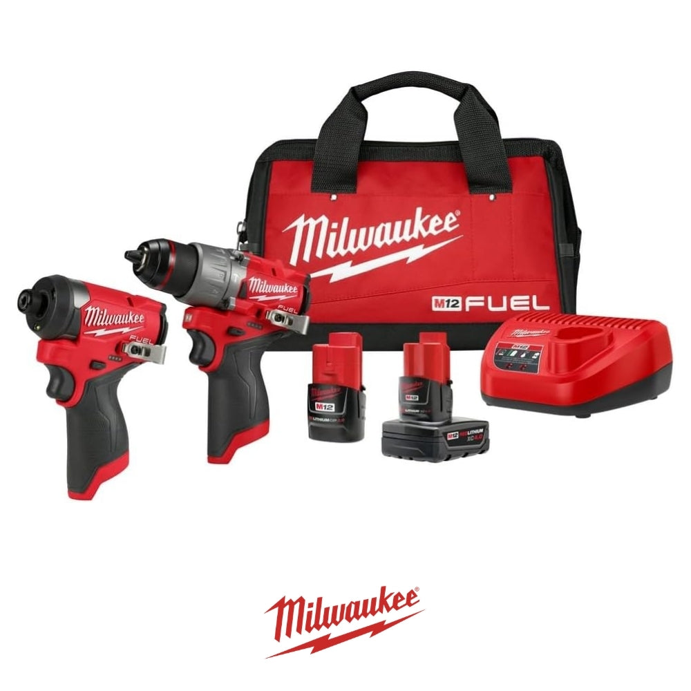 KIT  M12 FUEL TALADRO 1/2 Y ATORNILLADOR DE IMPACTO1/4 CON CARGADOR Y 2 BATERIAS MILWAUKEE 3497-22