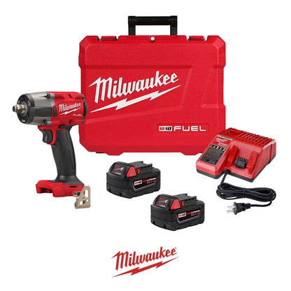 KIT LLAVE IMPACTO M18 FUEL 1/2" MID-TORQUE CON DOS BATERIAS Y CARGADOR MILWAUKEE 2962-22R