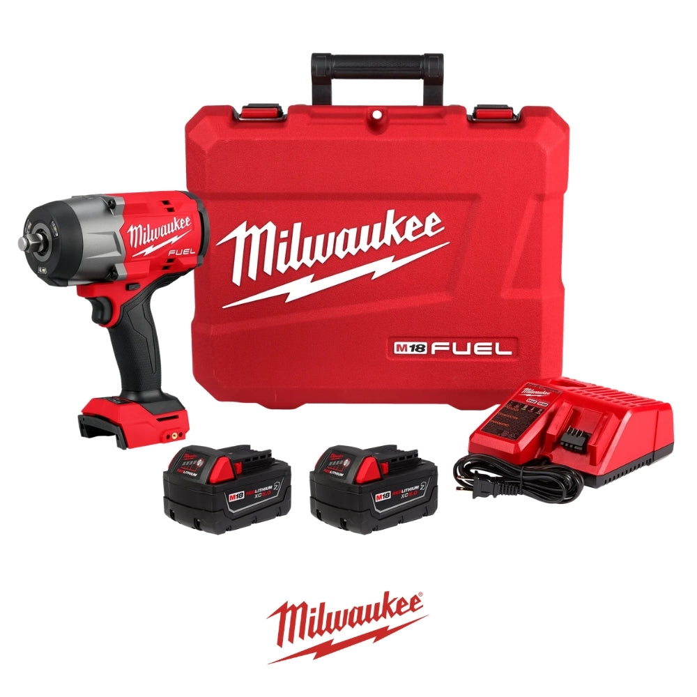 KIT COMBO LLAVE IMPACTO 1/2¨ + PISTOLA GRASA M18 FUEL  CON 2 BATERIAS Y CARGADOR MILWAUKEE 2967-22