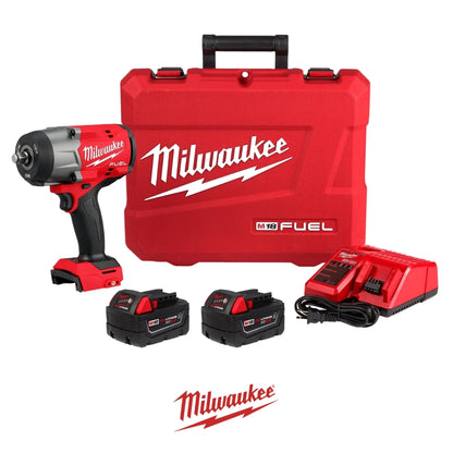 KIT COMBO LLAVE IMPACTO 1/2¨ + PISTOLA GRASA M18 FUEL  CON 2 BATERIAS Y CARGADOR MILWAUKEE 2967-22