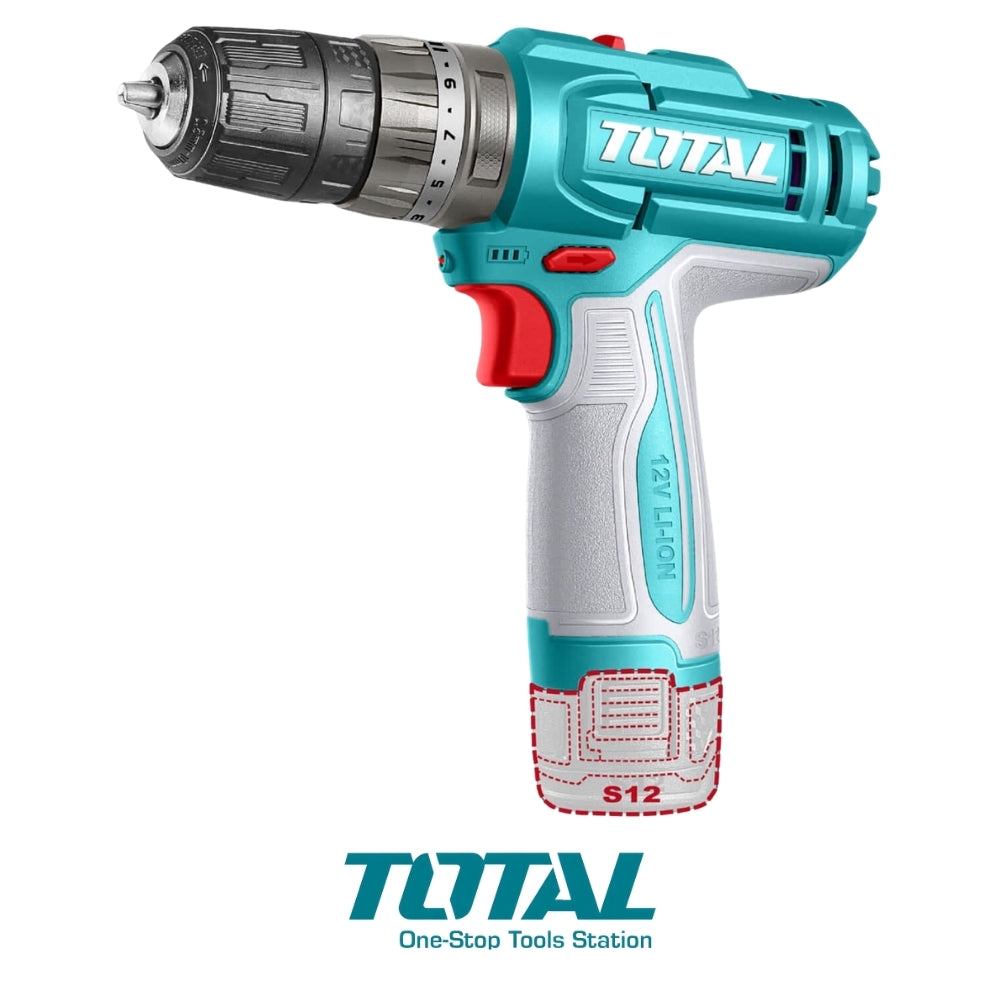 TALADRO PERCUTOR INALÁMBRICO 12V 20NM TOTAL TIDLI12206