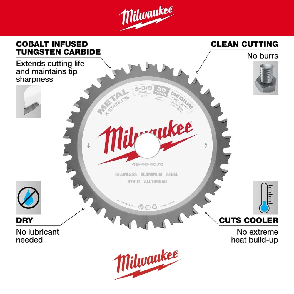 DISCO SIERRA CIRCULAR METAL E INOX MILWAUKEE 48-40-4070