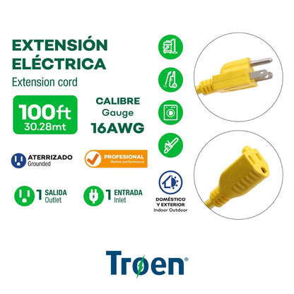 EXTENSION ELECTRICA 100 PIES 110V