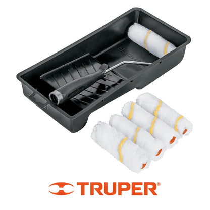 KIT DE PINTAR TRUPER MINI 4" (ESQUELETO, 5 MOTA Y BANDEJA)