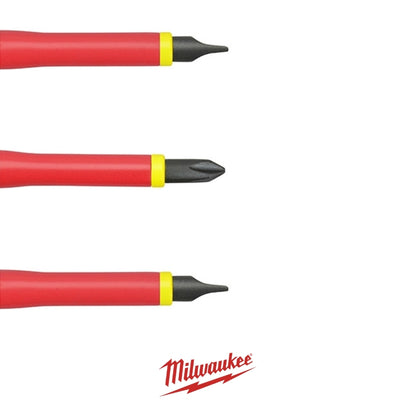 JUEGO DE 3 DESTORNILLADORES CON AISLAMIENTO 1000V MILWAUKEE 48-22-2202