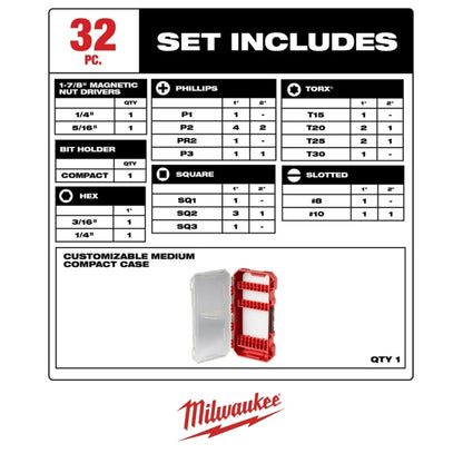 SET 32 PUNTAS SHOCKWAVE IMPACT DUTY MILWAUKEE 48-32-4004