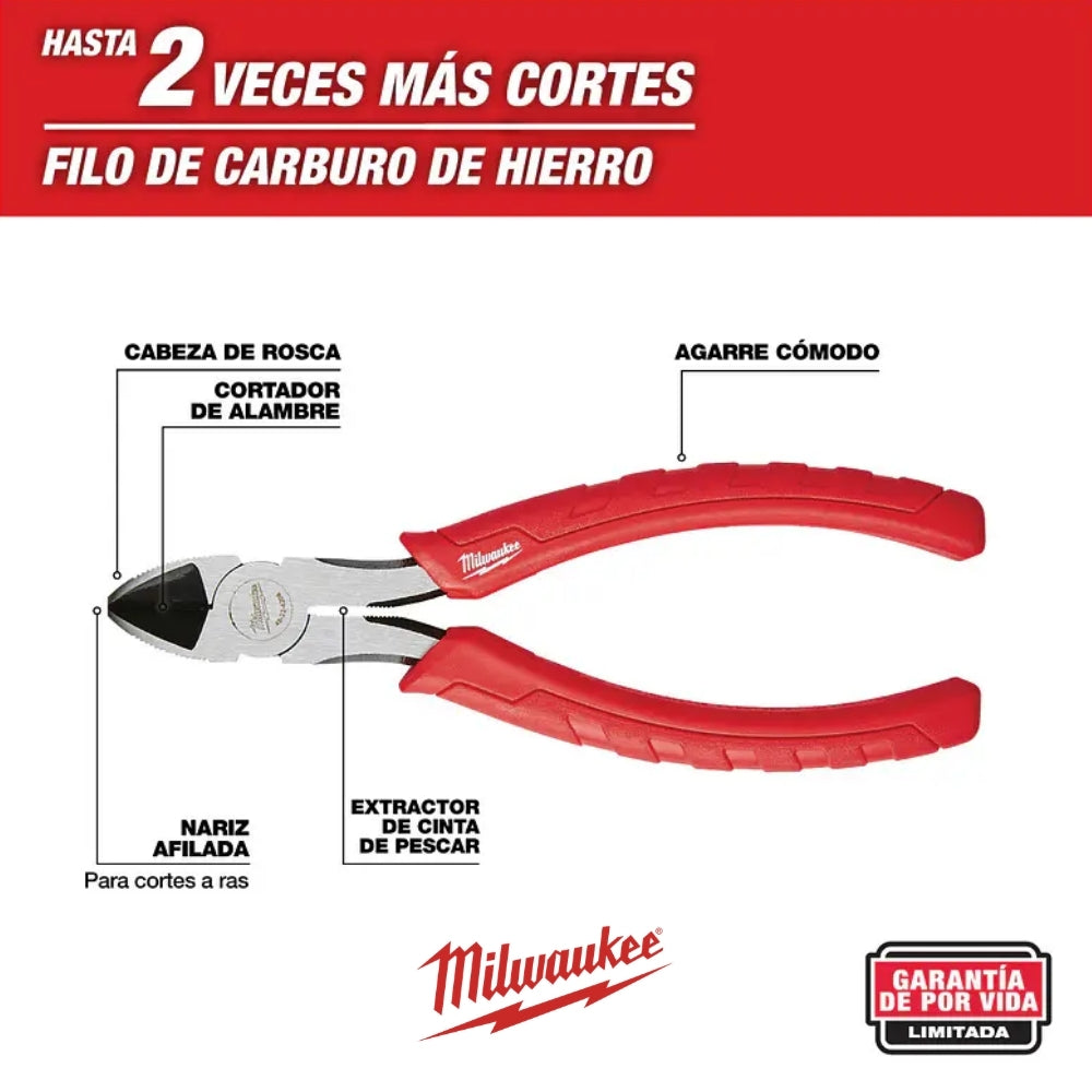 ALICATES CORTE DIAGONAL 6" COMFORT GRIP MILWAUKEE 48-22-6106