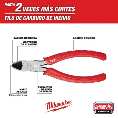 ALICATES CORTE DIAGONAL 6" COMFORT GRIP MILWAUKEE 48-22-6106