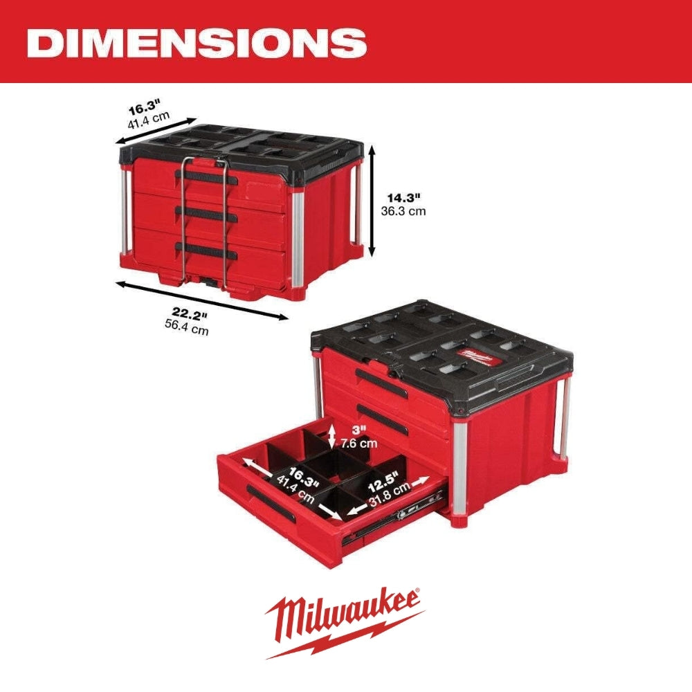 CAJA PACKOUT 3 CAJONES MILWAUKEE 48-22-8443