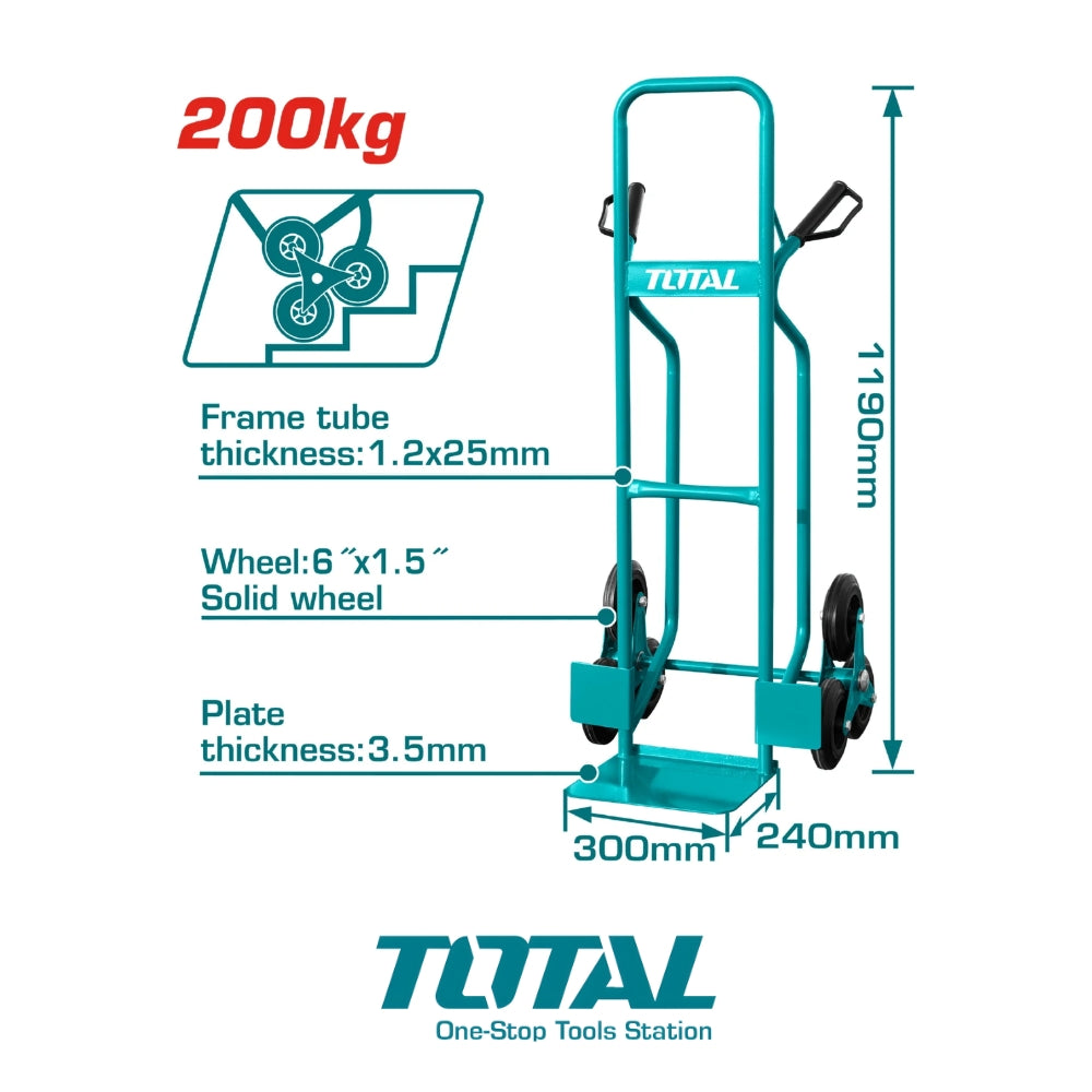 CARRETILLA MANUAL ESCALADORA 3 RUEDAS 200KGS TOTAL THTHT20461