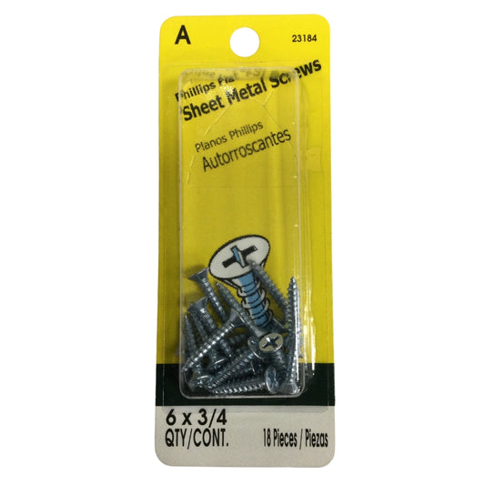 TORNILLO PARA LAMINA ZINCADO CAB PLANA PHILLIPS #6 x 3/4 PULGADAS