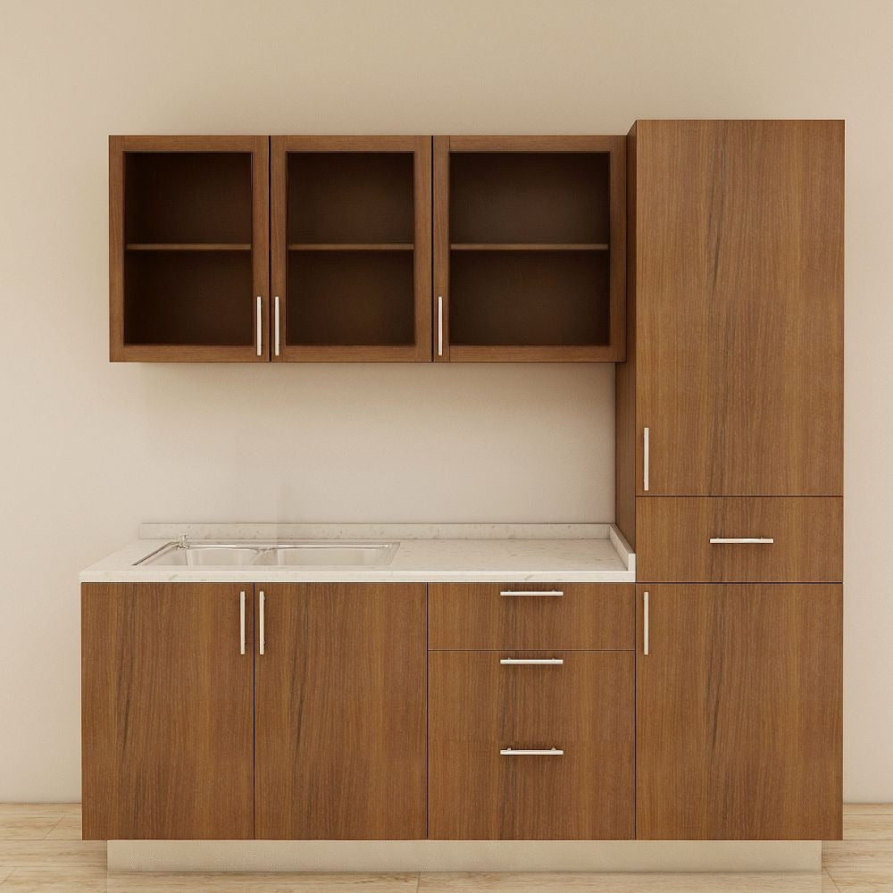 MUEBLE DE COCINA CON FREGADOR Y GABINETE AEREOS COLOR CHOCOLATE YKL-CG-13/TH2215 IZQUIERDO. 2.20M