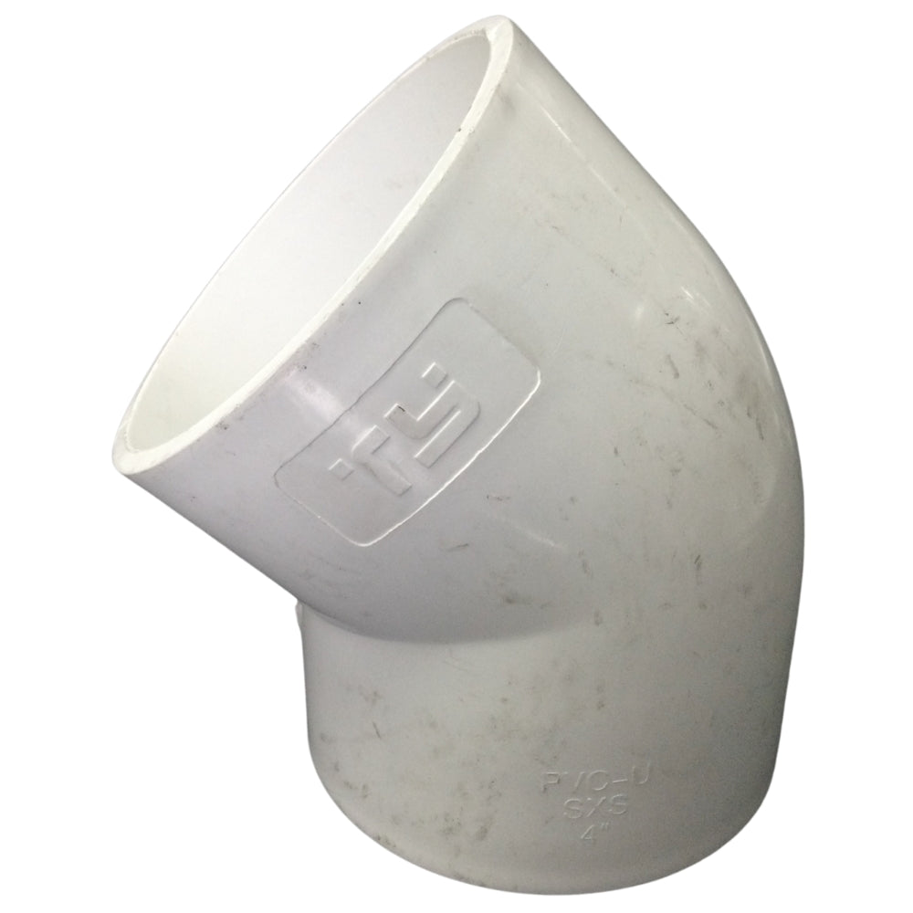 CODO 45° PVC 100MM-4 PULGADAS PRESION SCH-40 C/C