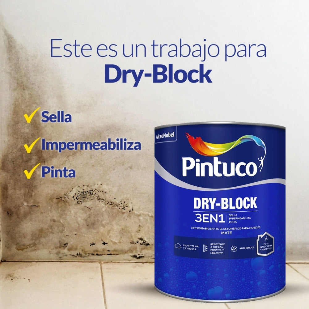 IMPERMEABILIZANTE ELASTOMERICO DRY-BLOCK BASE WHITE 1/4GL (0.946L) 20002347 PINTUCO
