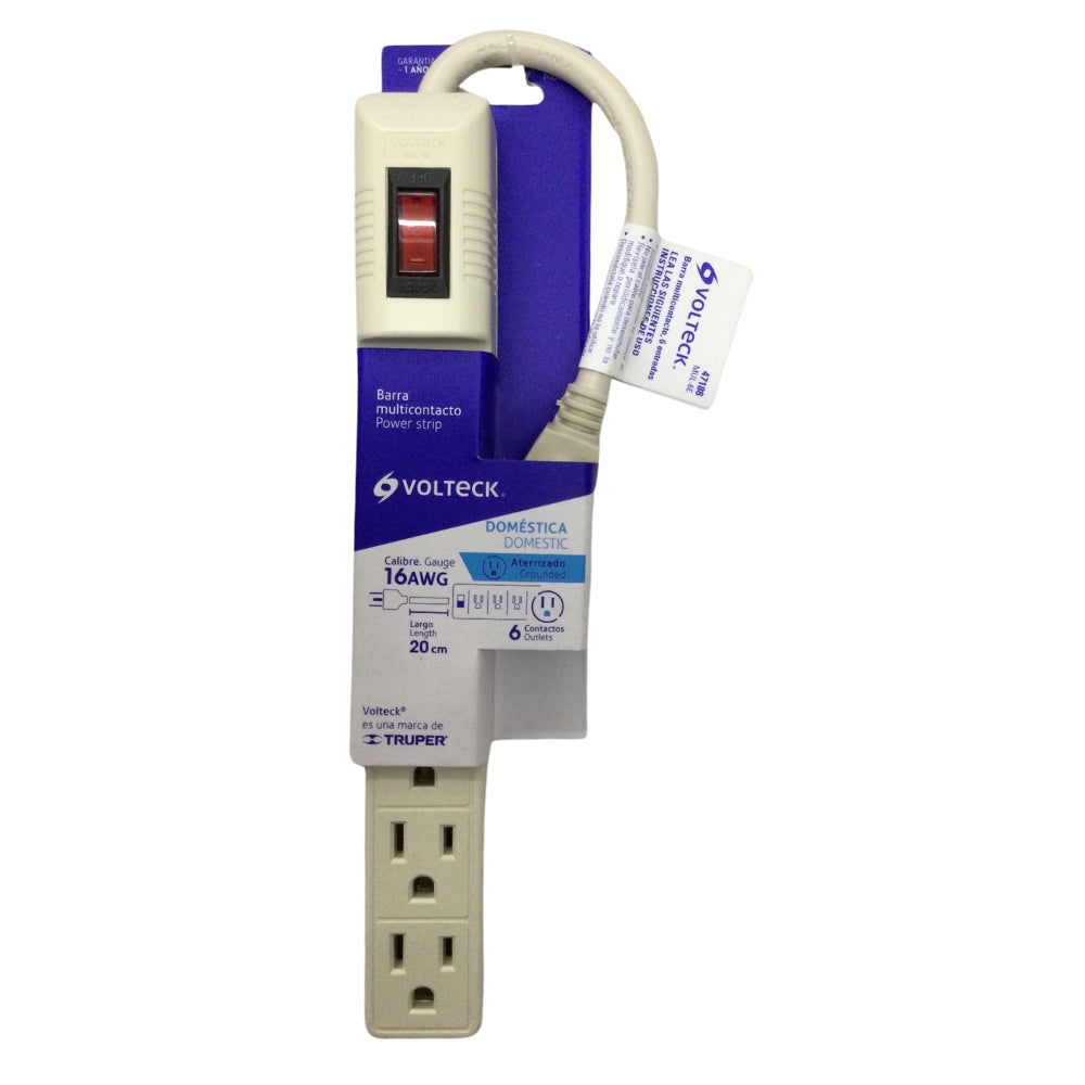 REGLETA ECONOMICA EXTENSION MULTIPLE 6 ENTRADAS VOLTECH