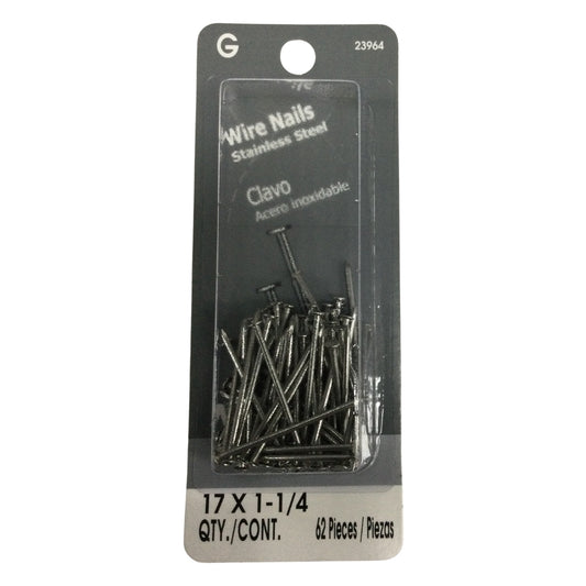 CLAVO DE ALAMBRE CON CABEZA ACERO INOXIDABLE 17GA X 1-1/4 PULGADAS