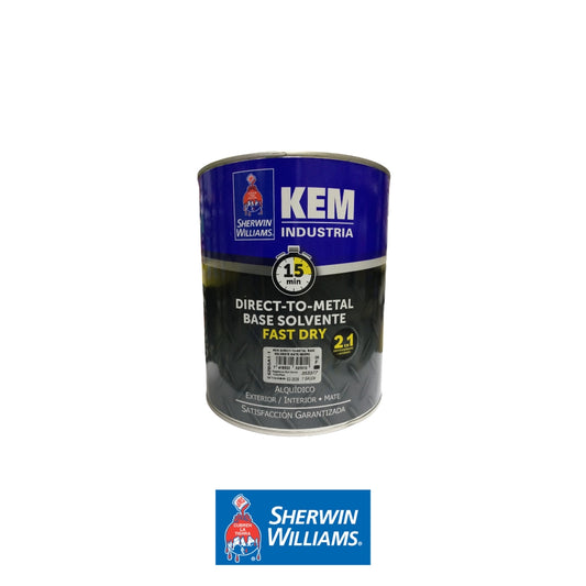 PINTURA KEM DIRECT-TO-METAL BASE SOLVENTE MATE NEGRO GL E62BSA1-1 SHERWIN WILLIAMS