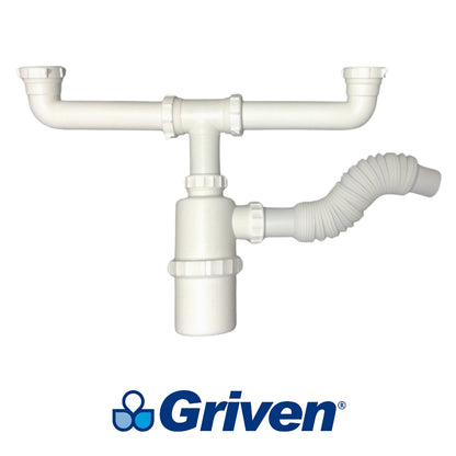 TRAMPA DOBLE PARA FREGADERO CON BOTELLA 1-1/2 PULGADAS GRIVEN A367-HDA151-140