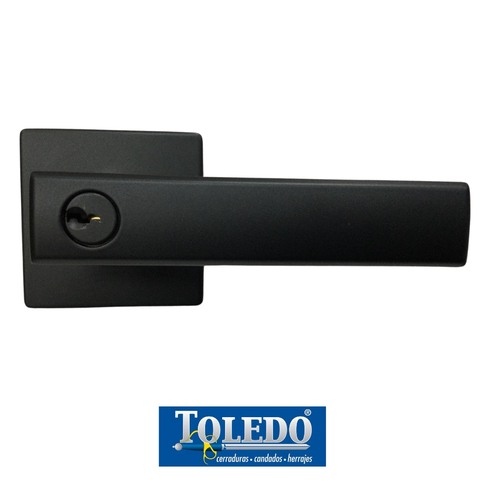 CERRADURA LEVER MODELO LUGO LLAVE/BOTÓN (RECÁMARA) ACABADO NEGRO