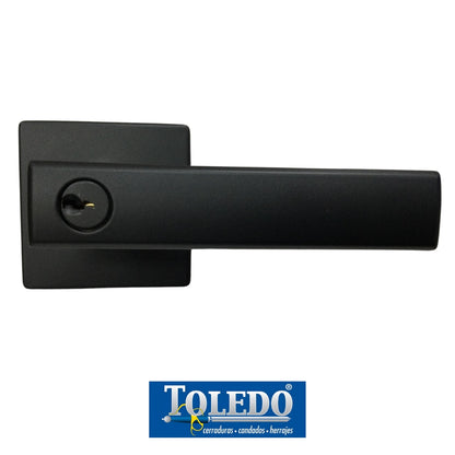 CERRADURA LEVER MODELO LUGO LLAVE/BOTÓN (RECÁMARA) ACABADO NEGRO