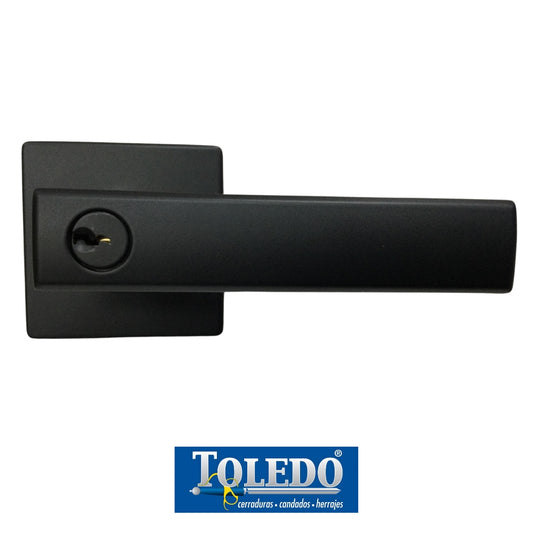 CERRADURA LEVER MODELO LUGO LLAVE/BOTÓN (RECÁMARA) ACABADO NEGRO