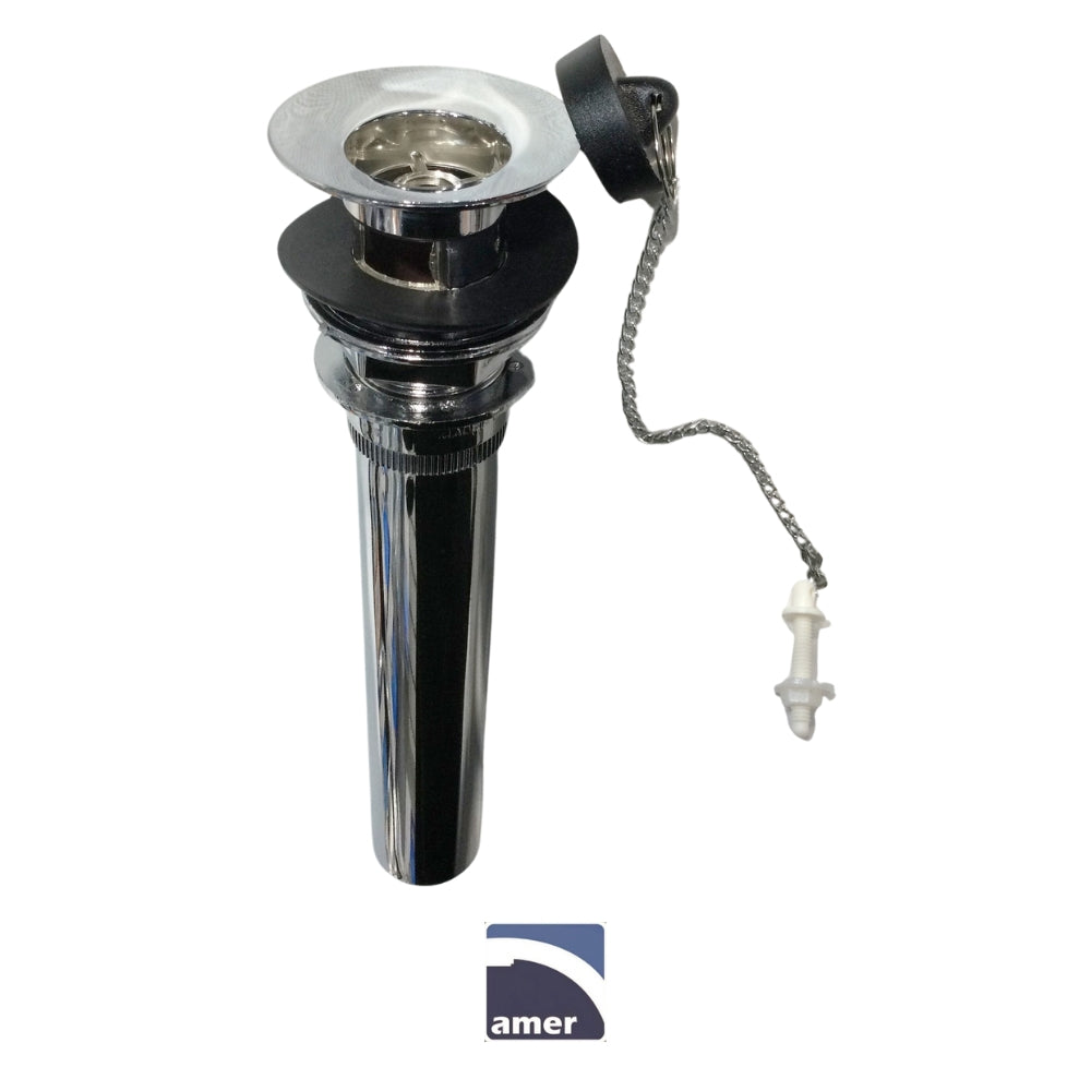 P.O. PLUG DE PLASTICO CROMADO 1 1/4 PULGADAS X 8 PULGADAS AMER