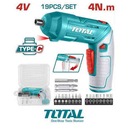 DESTORNILLADOR INALÁMBRICO TOTAL 1/4 4V INCLUYE ACCESORIOS TOTAL TSDLI0442