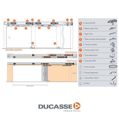 SISTEMA CORREDIZO TWIN TELESCÓPICO 3M DUCASSE