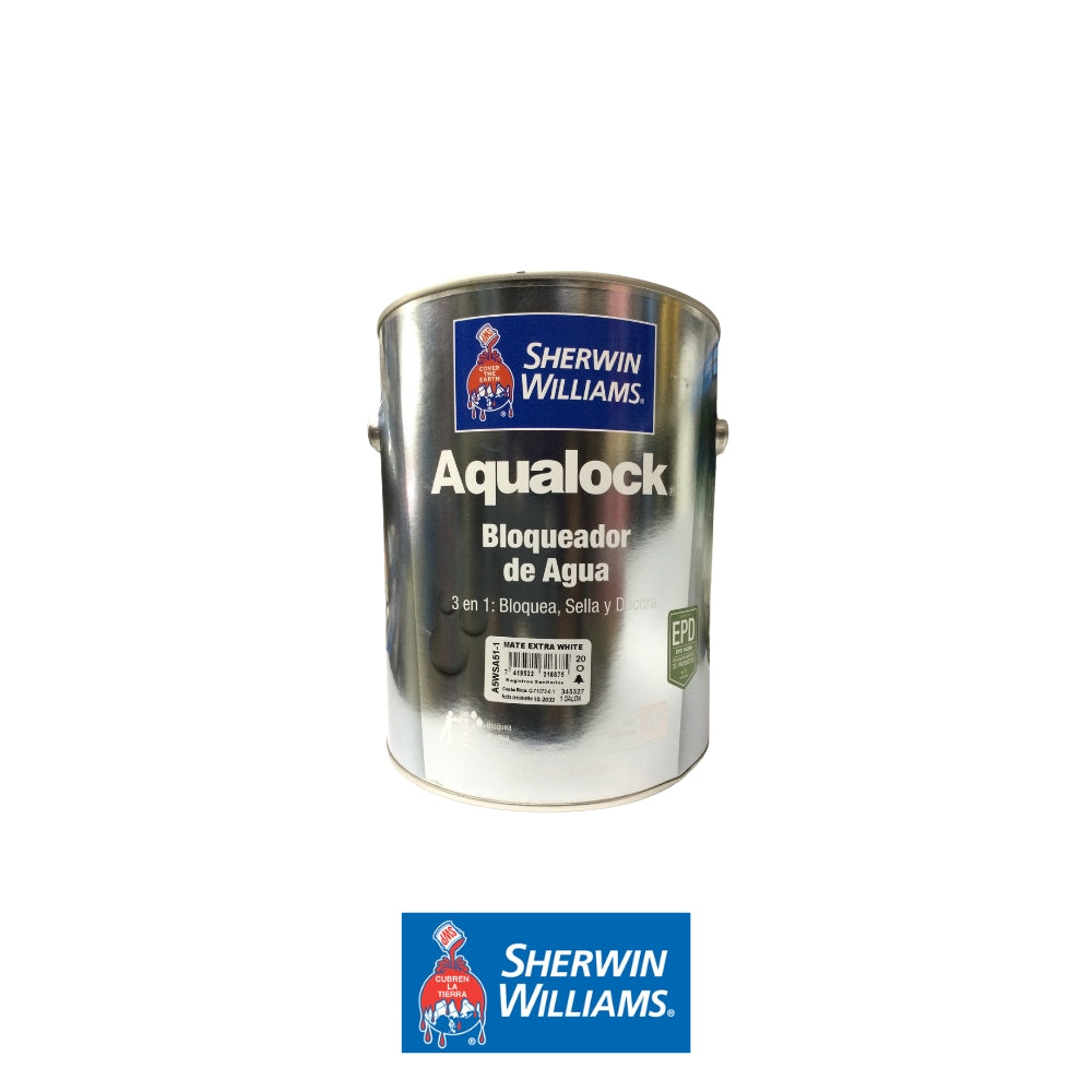 PINTURA AQUALOCK BLOQUEADOR DE AGUA MATE EXTRA WHITE 1GL A5WSA51-1 SHERWIN WILLIAMS