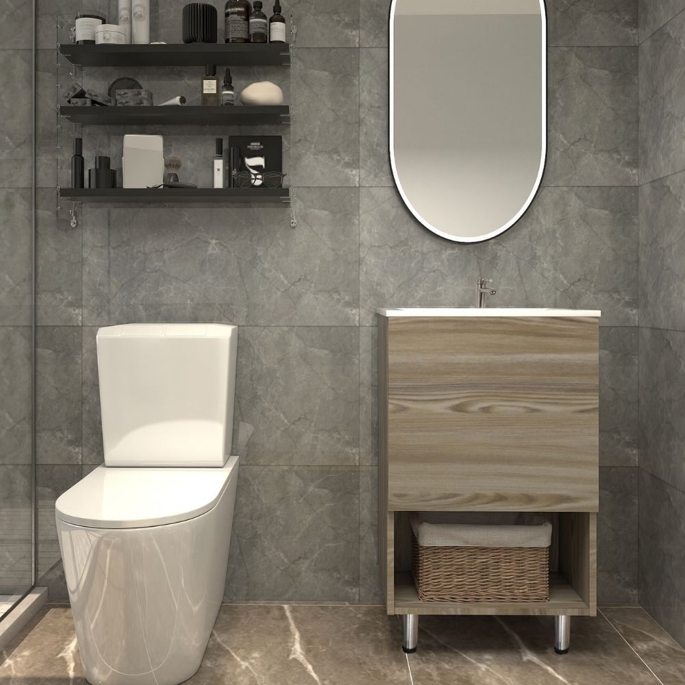 MUEBLE DE BAÑO CON LAVAMANOS Y GRIFERIA 1 PUERTA 0.51*0.41*0.86 M  COLOR MADERA FB18128 MOD. YKL-V002