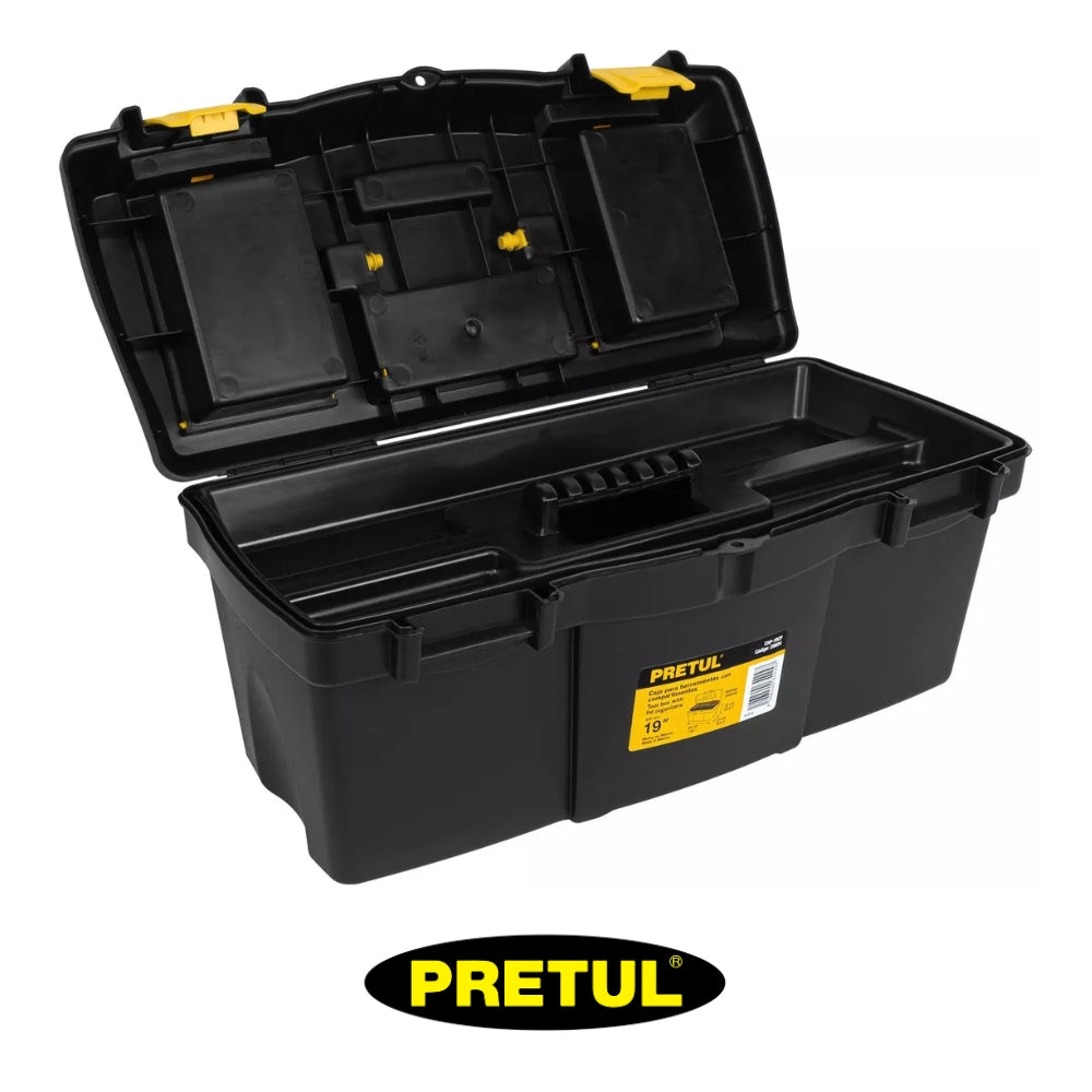 CAJA DE HERRAMIENTA NEGRO/AMARILLO PRETUL 19 PULGADAS