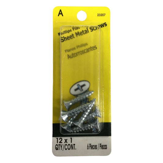 TORNILLO PARA LAMINA ZINCADO CAB PLANA PHILLIPS #12 x 1 PULGADAS