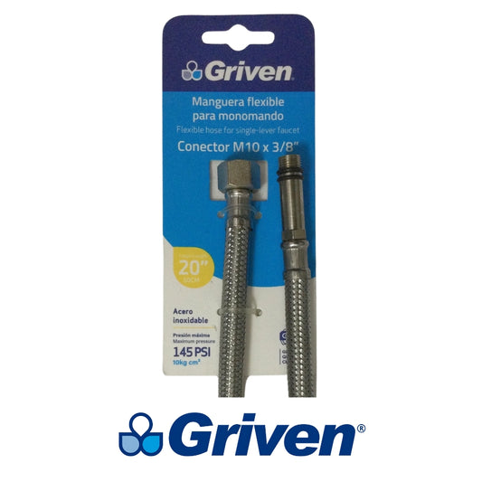 TUBO DE ABASTO PARA MONOMANDO M10X3/8 DE 20 PULGADAS A367-HSB50-3-8 GRIVEN