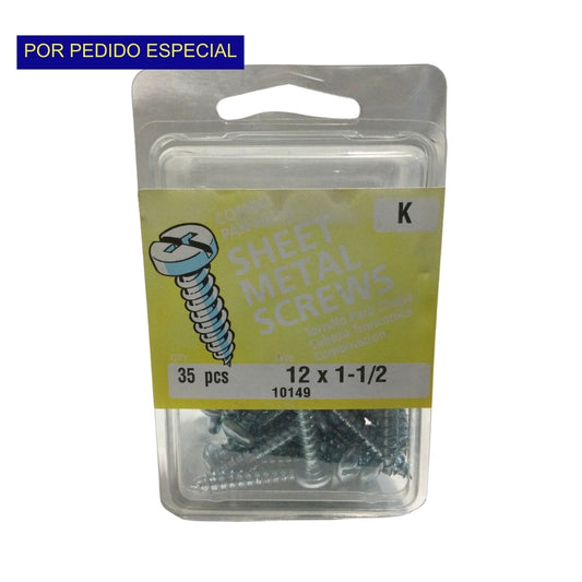 TORNILLO PARA LAMINA COMBO PAN HEAD ZINCADO #12 x 1-1/2 PULGADAS