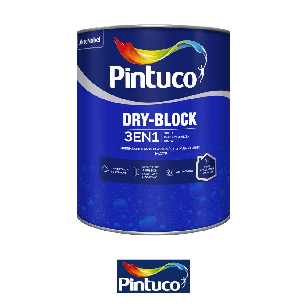 IMPERMEABILIZANTE ELASTOMERICO DRY-BLOCK BASE WHITE 1/4GL (0.946L) 20002347 PINTUCO