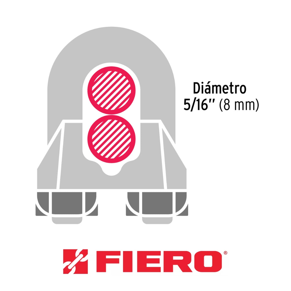 GRAPA PARA CABLE DE ACERO 5/16" FIERO  (2 PIEZAS)
