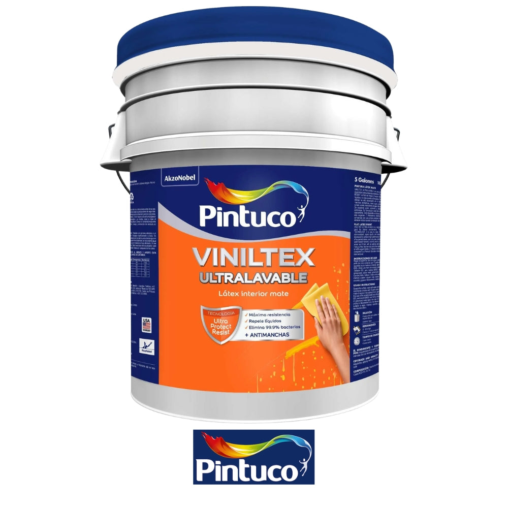 PINTURA VINILTEX ULTRALAVABLE MATE BLANCO  5GL (18.925L) PINTUCO