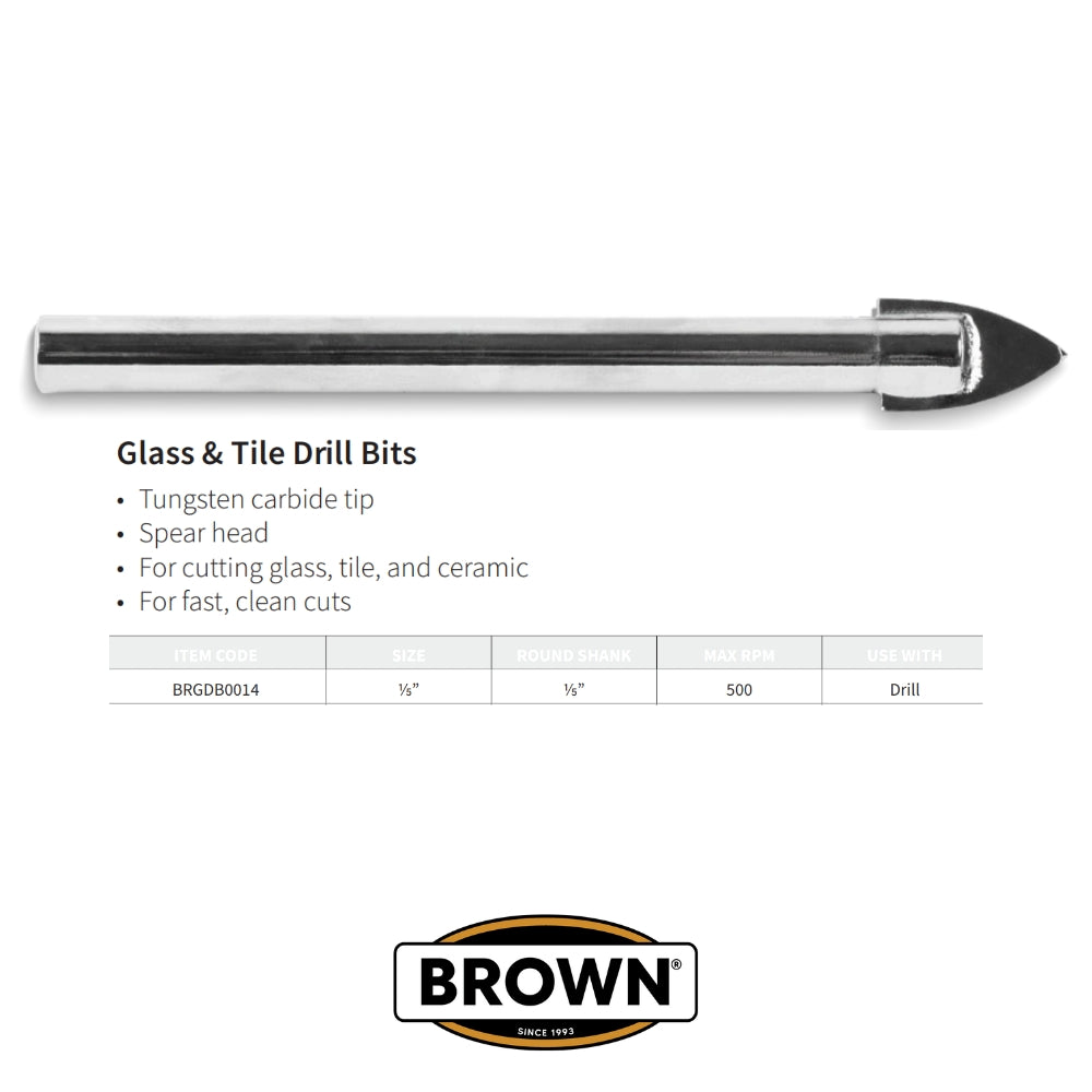 BROCAS 1/4 PULGADA PARA VIDRIO Y AZULEJOS