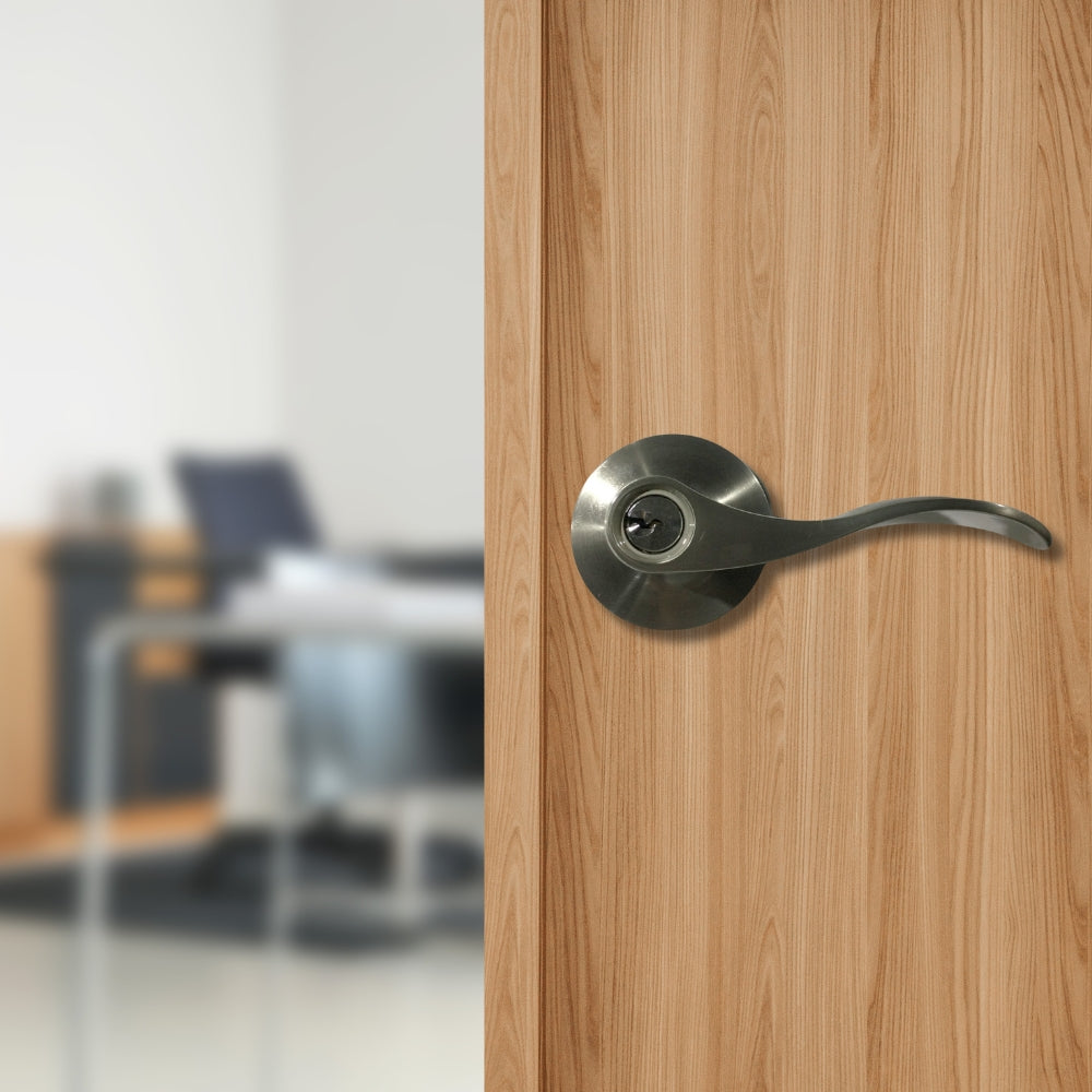 CERRADURA DE LEVER LUGO BOTON (BAÑO) SATIN NIQUEL TOLEDO BP-1920-LU-US15