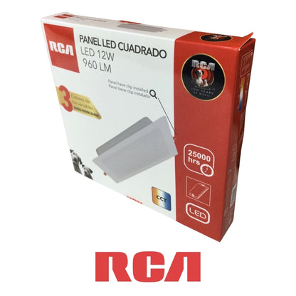 PANEL LED CUADRADO EMPOTRABLE 12W 960LM CCT 3000K/4000K/6500K 85-277V 188*173*27MM RCA (RLSLN12W)