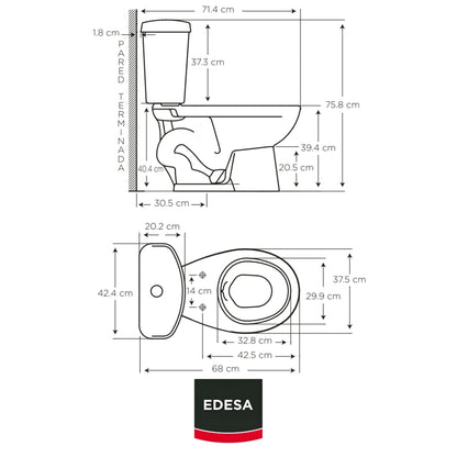 INODORO DOS PIEZAS REDONDO COLOR NEGRO EVOLUTION EDESA