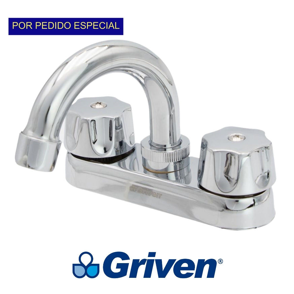 LLAVE DOBLE DE LAVAMANOS CUELLO CURVO 4 PULGADAS GRIVEN A367-15061-B